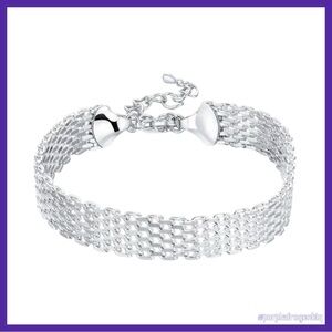 Silver Mesh-Style Bracelet with Adjustable Clasp